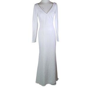 Lulus Feeling of Forever White Long Sleeve Mermaid Maxi Dress With Train Size S